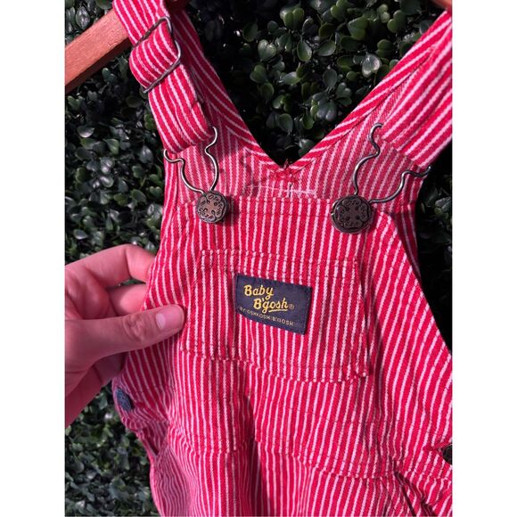 Vintage Oshkosh BGosh Vestbak Overalls USA size 18 Month Red Engineer Stripe - Picture 2 of 5